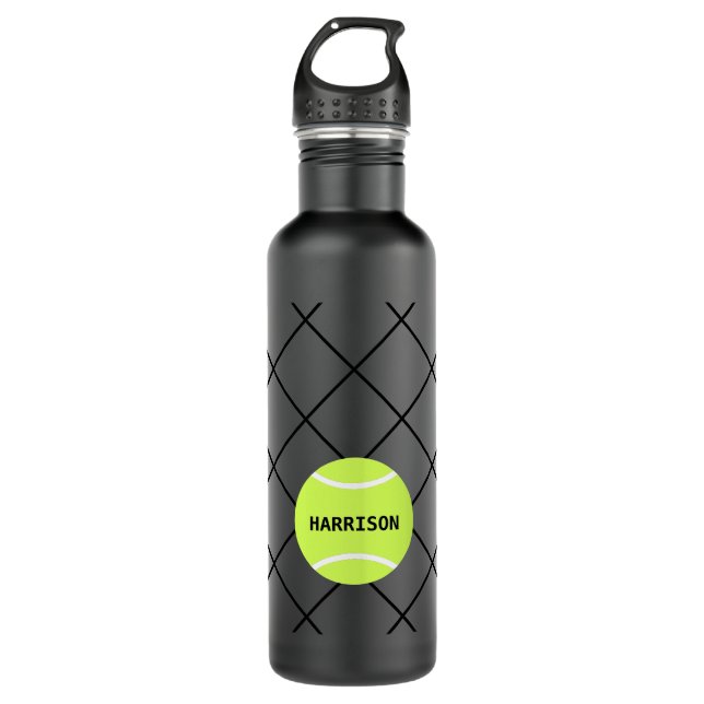 Botella De Agua Tennis Personalizado Nombre Moderno Inoxidable (Anverso)