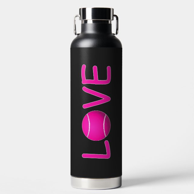 Botella De Agua Tennis Pink LOVE Black (Delantero)