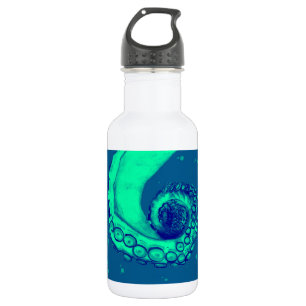 Botella De Agua Tentáculo de pulpo verde azulado y náutico