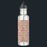 Botella De Agua Terracota de óxido de onda de Seigaiha japonesa<br><div class="desc">Ola Seigaiha japonesa - Negro y blanco - Patrón - Arroz,  tonos de la Tierra,  Terracota.</div>