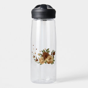 Botella De Agua terracota floral verde rústica