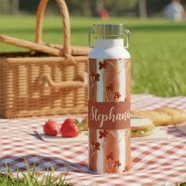 Botella De Agua Terracotta Flor Silvestre Nombre Personalizado Boh