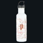 Botella De Agua Terracotta Floral Monograma Nombre<br><div class="desc">Botellas de agua Terracotta Monograma Flower Bridal Shower o Bachelorette. Estas botellas lindas serán geniales para la fiesta de cumpleaños,  la propuesta de la dama de honor o como regalos de ducha de novia. Las botellas se pueden personalizar para incluir el nombre y el monograma.</div>