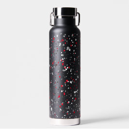 Botella De Agua Terrazzo negro geométrico gris rojo personalizado
