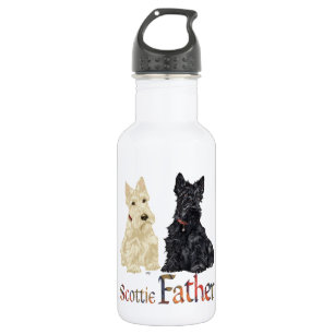 Botella De Agua Terriers Escoceses Trigo y Negro Padre