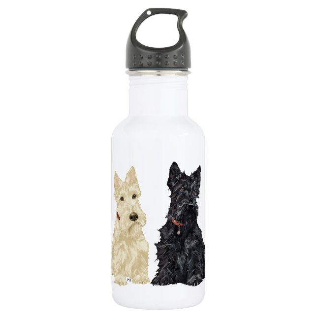 Botella De Agua Terriers escoceses trigueños y negros (Anverso)