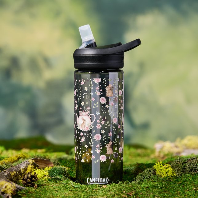 Botella De Agua Tetera Conejo Caprichoso Floral Primavera  (Al aire libre (girado))