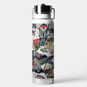 Botella De Agua Textil de Kimono Japonés Vintage (Bingata)