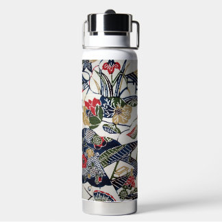 Botella De Agua Textil de Kimono Japonés Vintage (Bingata)