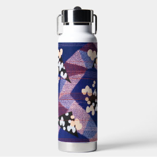 Botella De Agua Textil Japonés Antiguo, Patrón de Hoja