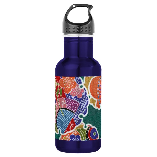 Botella De Agua Textil japonés de KIMONO, patrón florete (Anverso)
