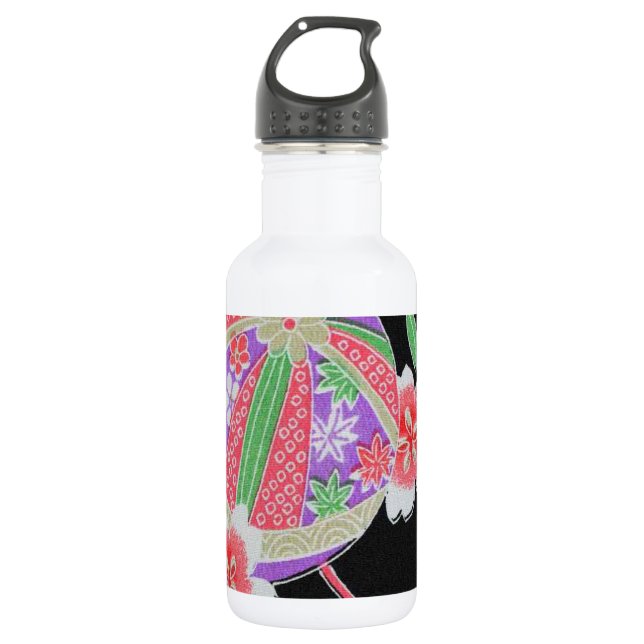 Botella De Agua Textil japonés de KIMONO, patrón florete (Anverso)