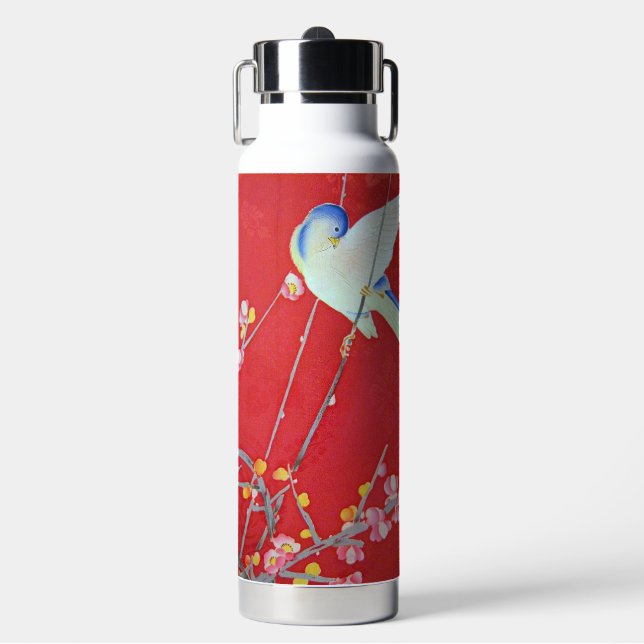 Botella De Agua Textil KIMONO japonés, Pájaro Azul (Frente)