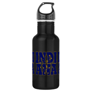 Botella De Agua texto de la bandera de Indiana