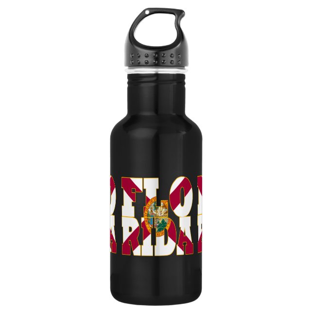 Botella De Agua Texto de la bandera del estado de la Florida (Anverso)