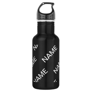 Botella De Agua Texto de personalizable   Negra y blanca moderna