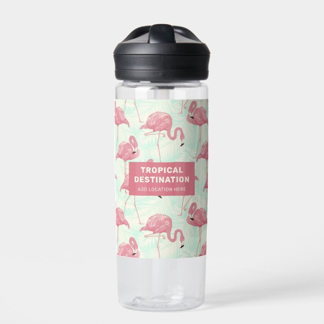Botella De Agua Texto de personalizado de patrón de flamenco (Delante)