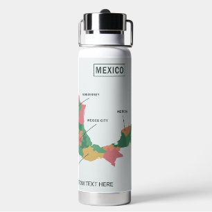 Botella De Agua Texto del personalizado del mapa de México