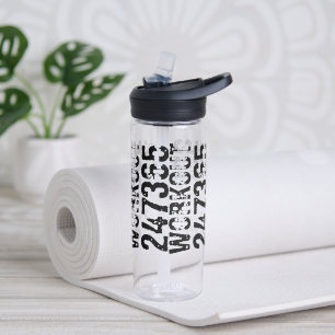 Botella De Agua Texto desgastado y raspado Workout 247365 negro