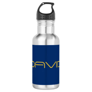 Botella De Agua Texto elegante editable Oro y azul marino