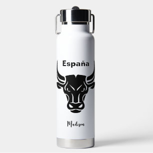 Botella De Agua Texto estilizado del personalizado de toros