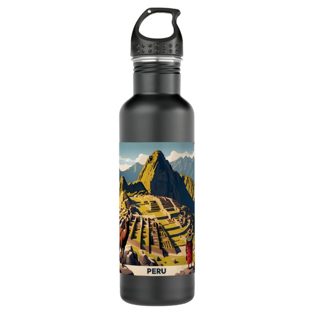 Botella De Agua Texto personalizado Perú Machu Picchu (Anverso)