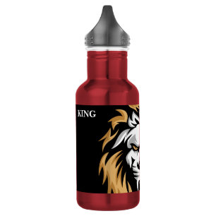 Botella De Agua Texto Rey León Emblema Fuego Negrita Color Rojo Be