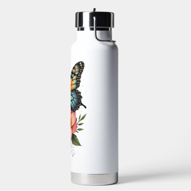 Botella De Agua Thermal Bottle with Butterfly and Flowers (Izquierda)