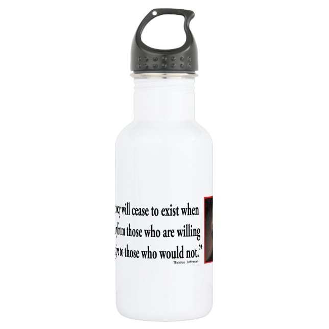 Botella De Agua Thomas Jefferson Sobre La Democracia (Anverso)