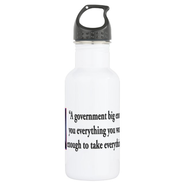 Botella De Agua Thomas Jefferson sobre un gran gobierno (Anverso)