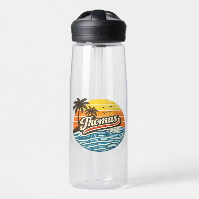 Botella De Agua Thomas Retro Sunset Name Design (Delante)