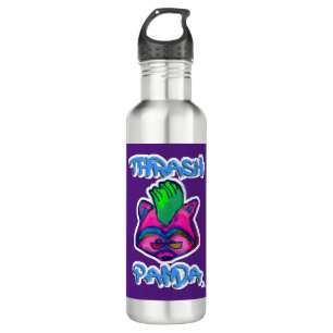 Botella De Agua Thrash Panda Neon Punk Racoon Personalizado