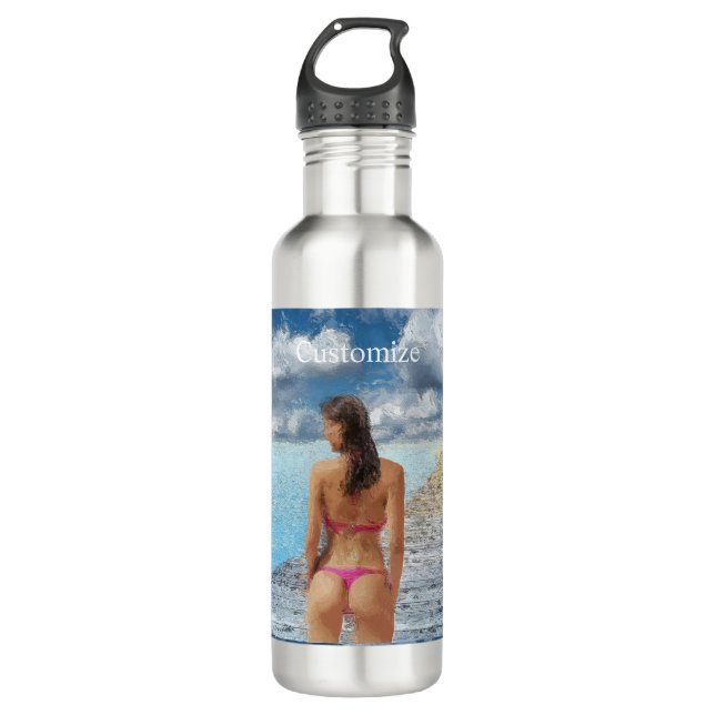 Botella De Agua Thunder_Cove, Chica de bikini (Anverso)