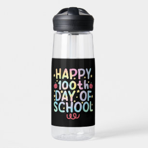 Botella De Agua Tie Dye Feliz 100º Día De Escuela Profesor Estudia