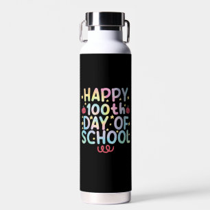 Botella De Agua Tie Dye Feliz 100.º Día De Escuela Maestro Estudia