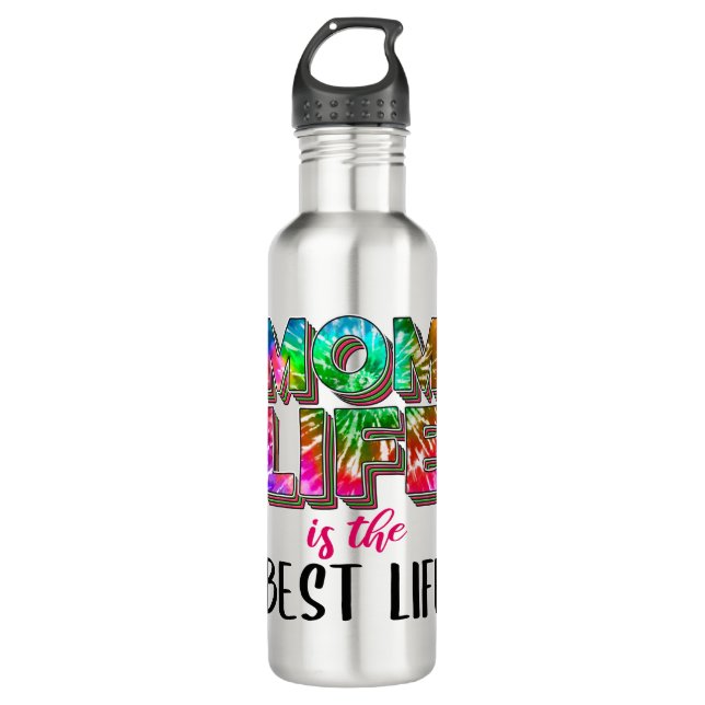 Botella De Agua Tie Dye Mom Life es la mejor vida (Anverso)