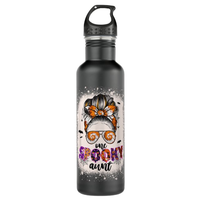 Botella De Agua Tie Dye One Spooky Aunt Halloween Monster Messy Bu (Anverso)