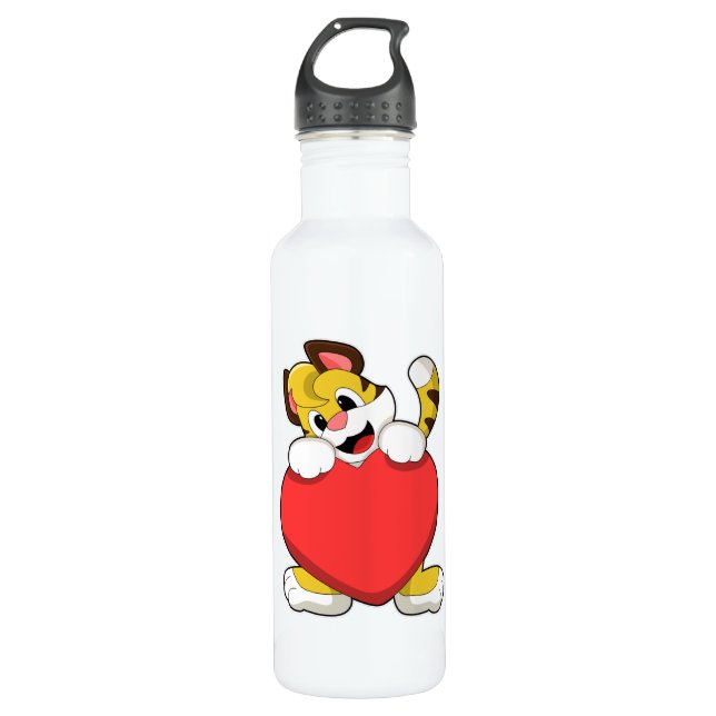 Botella De Agua Tigre con corazón (Anverso)