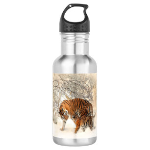 Botella De Agua tigres en la nieve