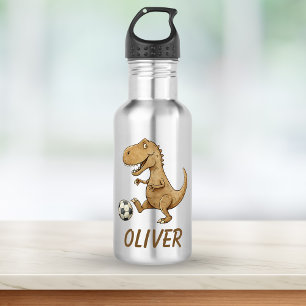Botella De Agua Tiny Trex Jugando Fútbol Personalizado