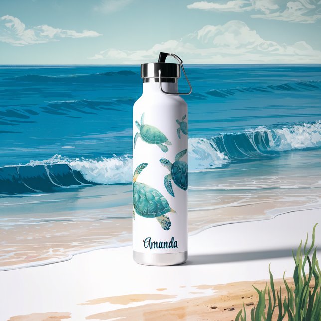 Botella De Agua Típica de tortuga marina azul oceánica (Subido por el creador)