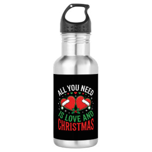 Botella De Agua Tipografía de Sombrero de Santa Amor de Navidad