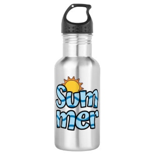 Botella De Agua Tipografía ondulada de verano tropical 
