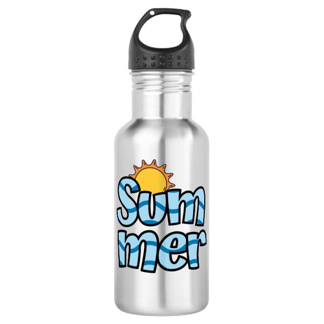 Botella De Agua Tipografía ondulada de verano tropical  (Anverso)