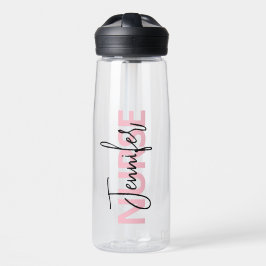 Botella De Agua Tipografía personalizada de enfermera rosa