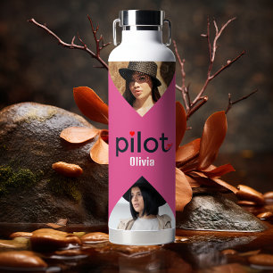 Botella De Agua Tipografía Piloto, Personalizada Moderna Minimalis
