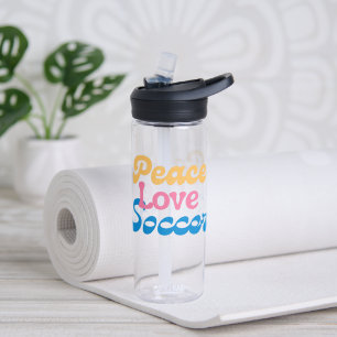 Botella De Agua Tipografía Retro Elevada 'Paz Amor Fútbol'
