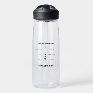 Botella De Agua Tipografía, sabor a cumpleaños e increíble