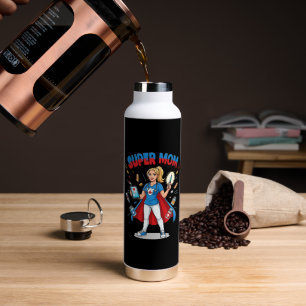 Botella De Agua Tipografía Superheroína Enfermera Super Mamá