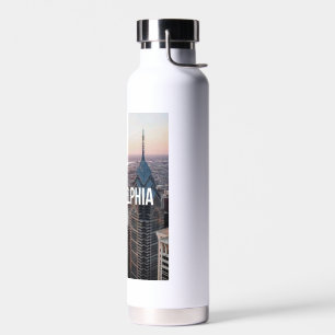 Botella De Agua Tipografía Vista Aérea del horizonte de Filadelfia